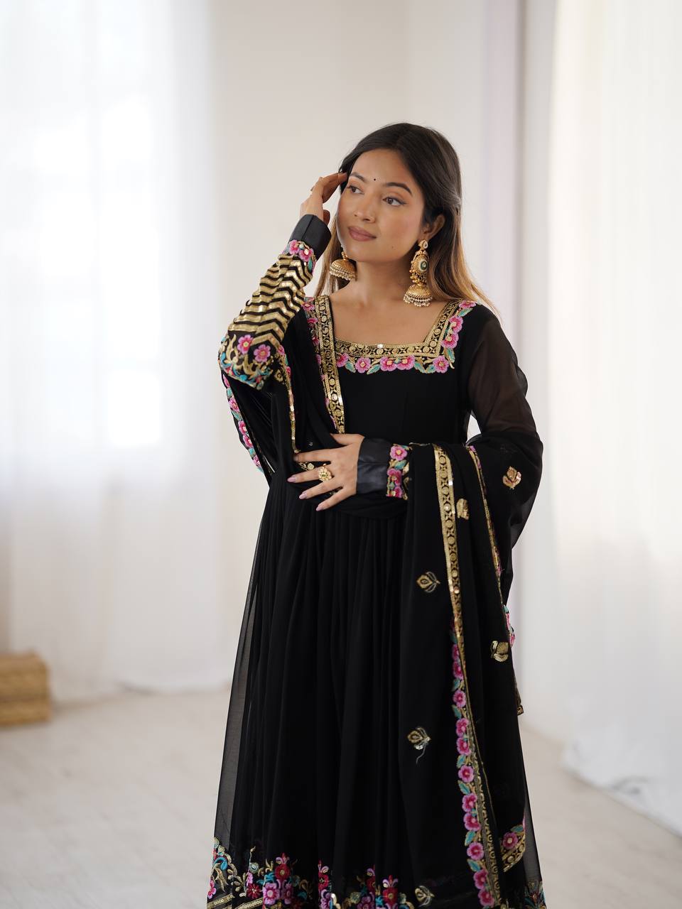 RangBhoomi Heavy Designer Party Gown with Embroidered Dupatta