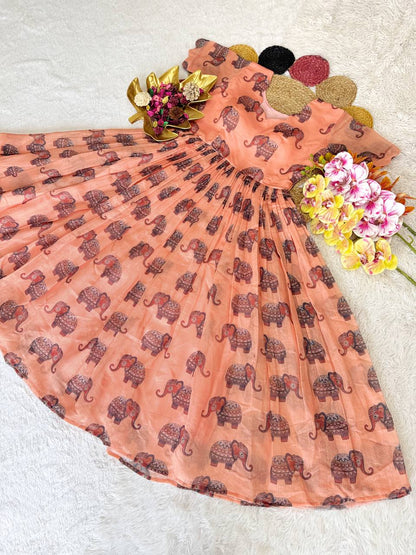 Elegant Summer Special Fully Stitched Kalamkari Midi Gown for Festive Glamour and Sophistication