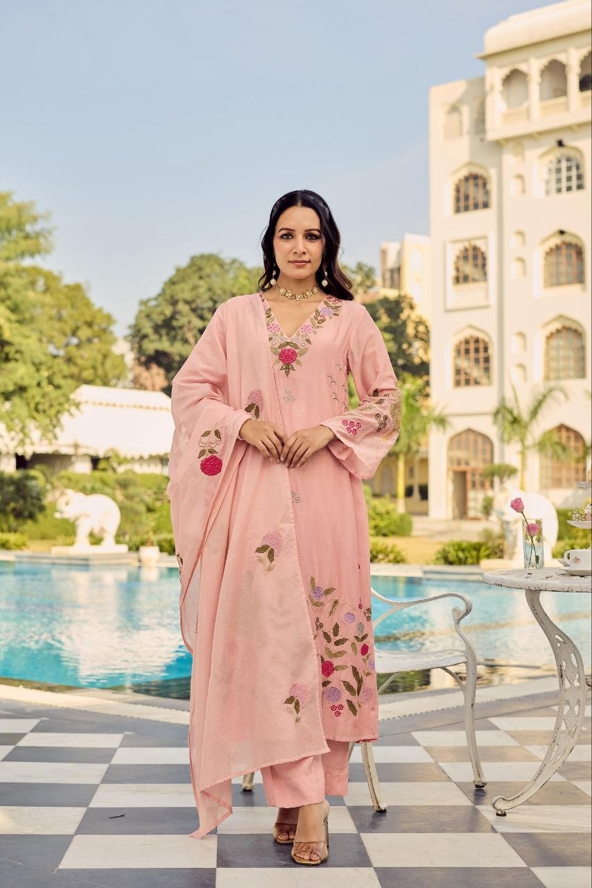 Elegant Festival Special 3-Piece Chanderi Silk Set with Gorgeous Embroidery and Dupatta