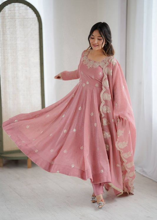 RangBhoomi Elegant Embroidered Sequence Designer Anarkali Three Piece Set