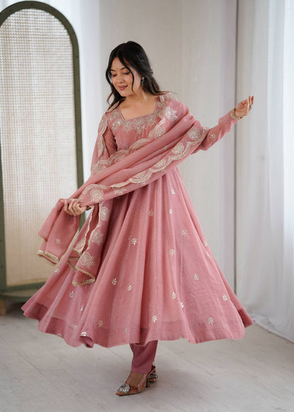 RangBhoomi Elegant Embroidered Sequence Designer Anarkali Three Piece Set