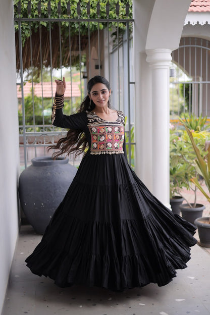 RangBhoomi Navratri Gown Collection 2026 — White, Maroon & Black Festive Gown