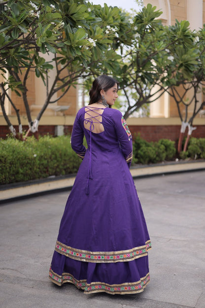 RangBhoomi Feather-Light Jacket Lehenga Set – Lotus Handwork, Long Jacket Ready-to-Wear