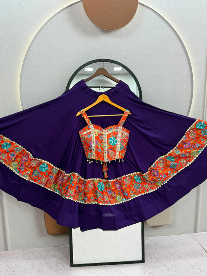 RangBhoomi Navratri Special Pure Cotton Lehenga Choli with 6m Flair & Heavy Embroidered Dupatta