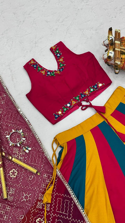 RangBhoomi Navratri Special Cotton Lehenga Choli with Vintage Dupatta — 6m Flair