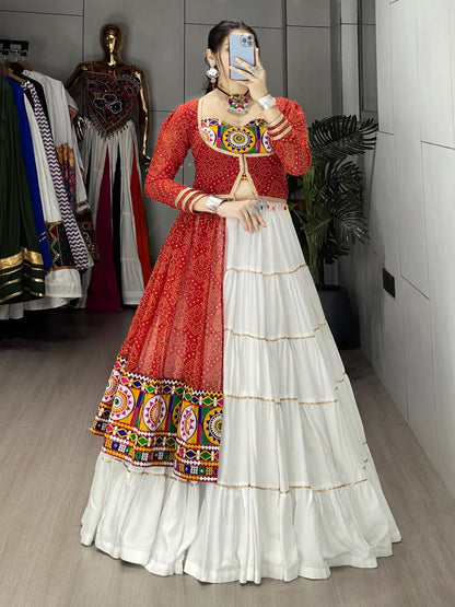 Festive Designer Chaniya Choli Set with Traditional Embroidered Koti and Mirror-Work Blouse for Weddings and Special Events