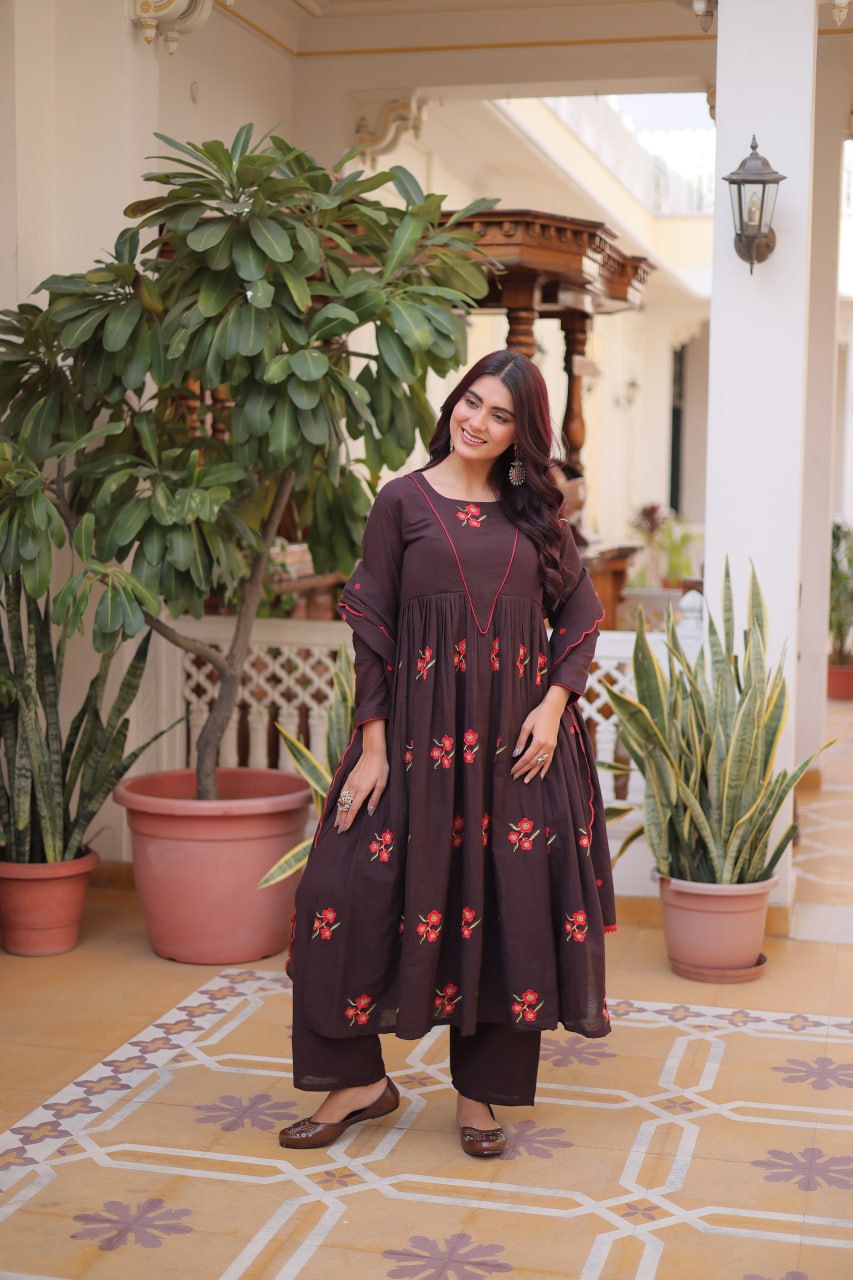 Premium Ready-to-Wear Kurti Set with Pant and Embroidered Dupatta – Comfortable Cotton Ensemble