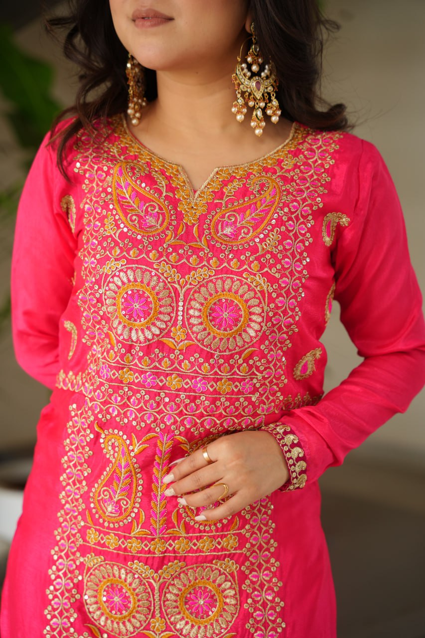 RangBhoomi Elegant Ready-to-Wear Top, Pant, and Dupatta Set with Intricate Multi-Thread Embroidery 2026 Collection
