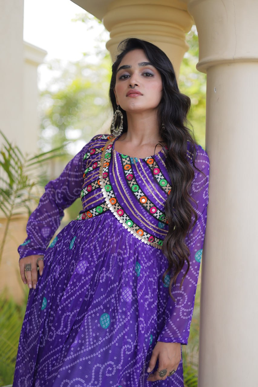 RangBhoomi Bandhani Faux Georgette Kutchi Patchwork Kurti — Navratri 2026