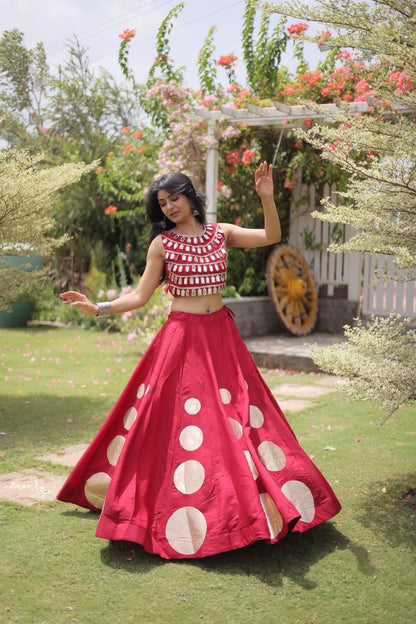 RangBhoomi Navratri Roman-Silk Lehenga Choli Set — Full-Stitched Festive Ensemble