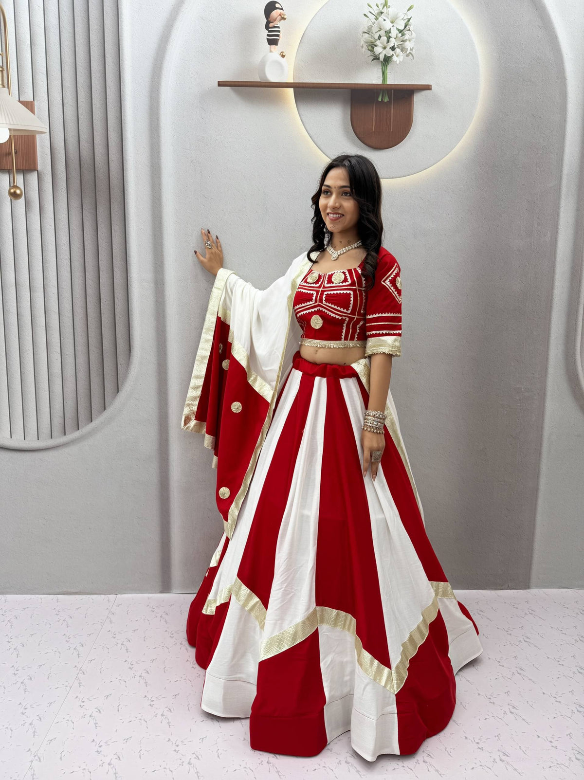 Navratri Special Pure Cotton Lehenga Choli with 6m Flair & Heavy Gota Patti - RangBhoomi