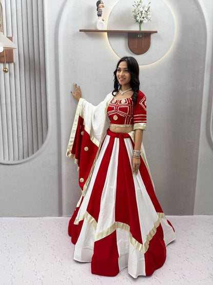 Navratri Special Pure Cotton Lehenga Choli with 6m Flair & Heavy Gota Patti - RangBhoomi