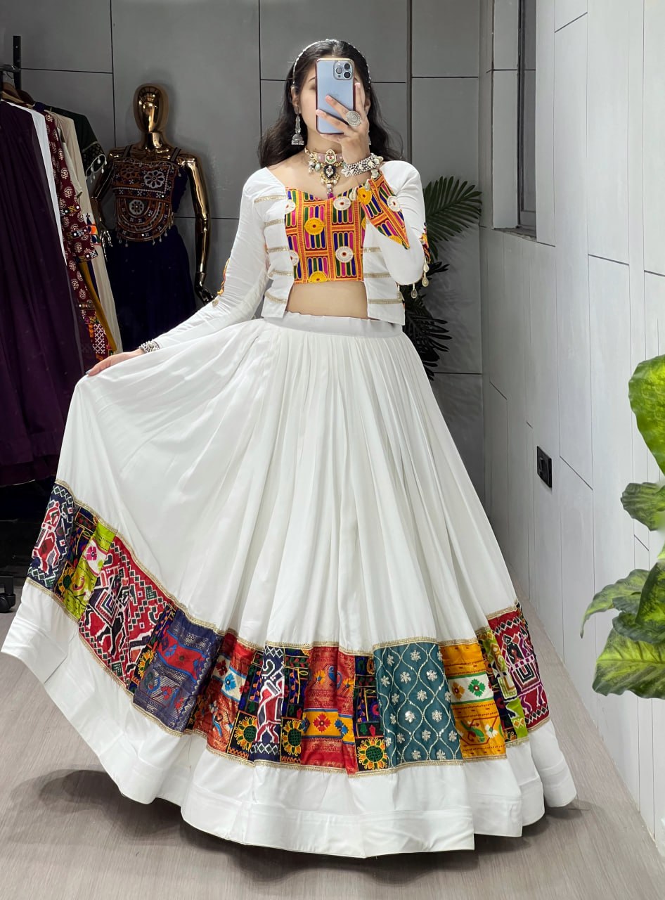 Ethnic Women's Colorful Lehenga with Embroidered Fancy Top – Navratri Special