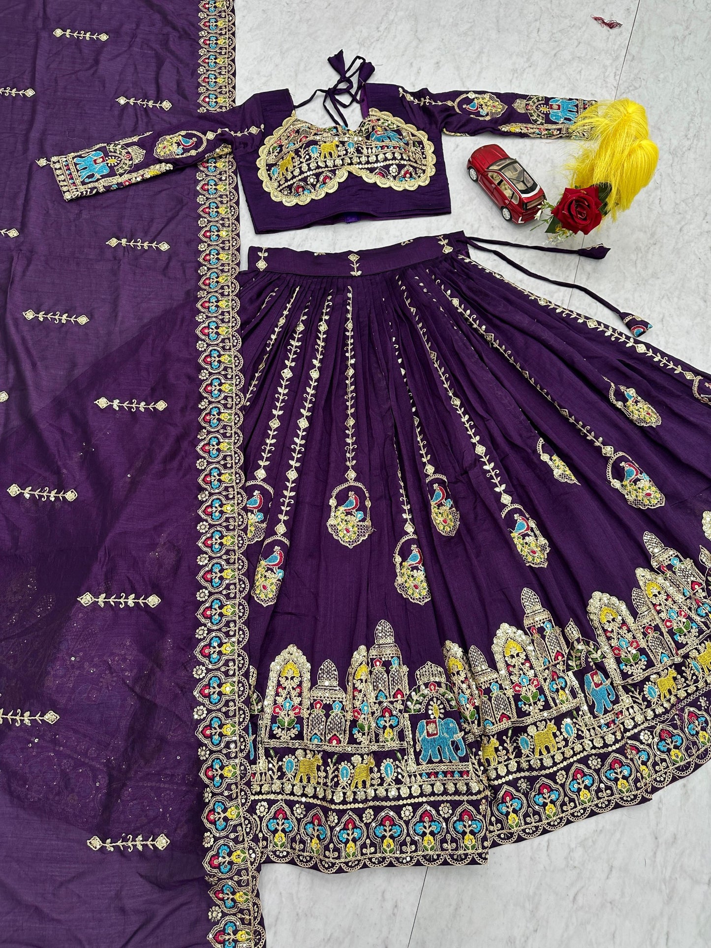 Elegant Festival Lehenga Choli Set with Heavy Embroidery and Sequins