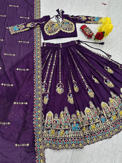 Elegant Festival Lehenga Choli Set with Heavy Embroidery and Sequins