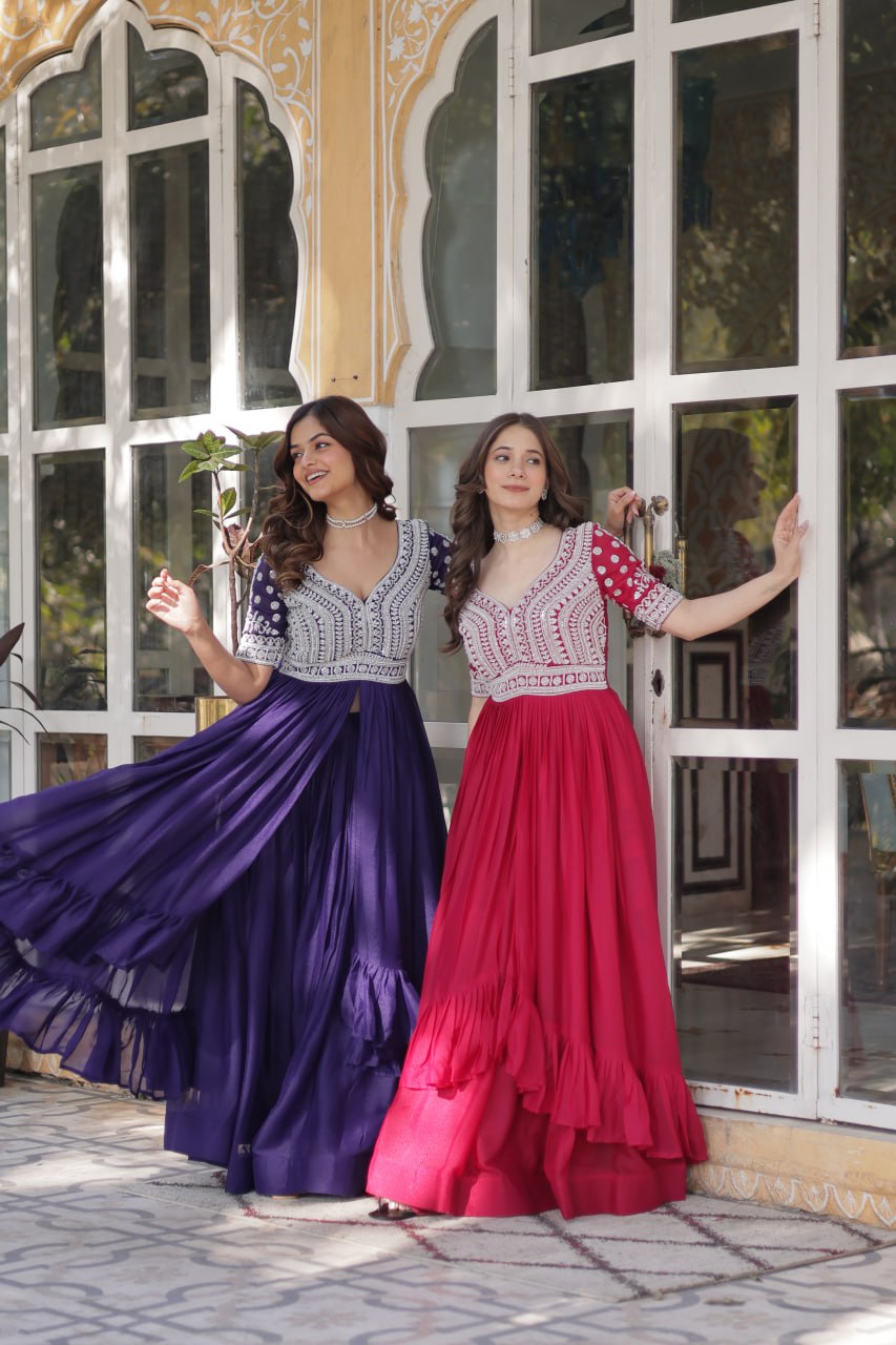 Readymade Lehenga with Embroidered Slit Kurti – Luxe Star Georgette
