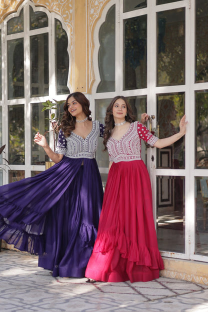 Readymade Lehenga with Embroidered Slit Kurti – Luxe Star Georgette