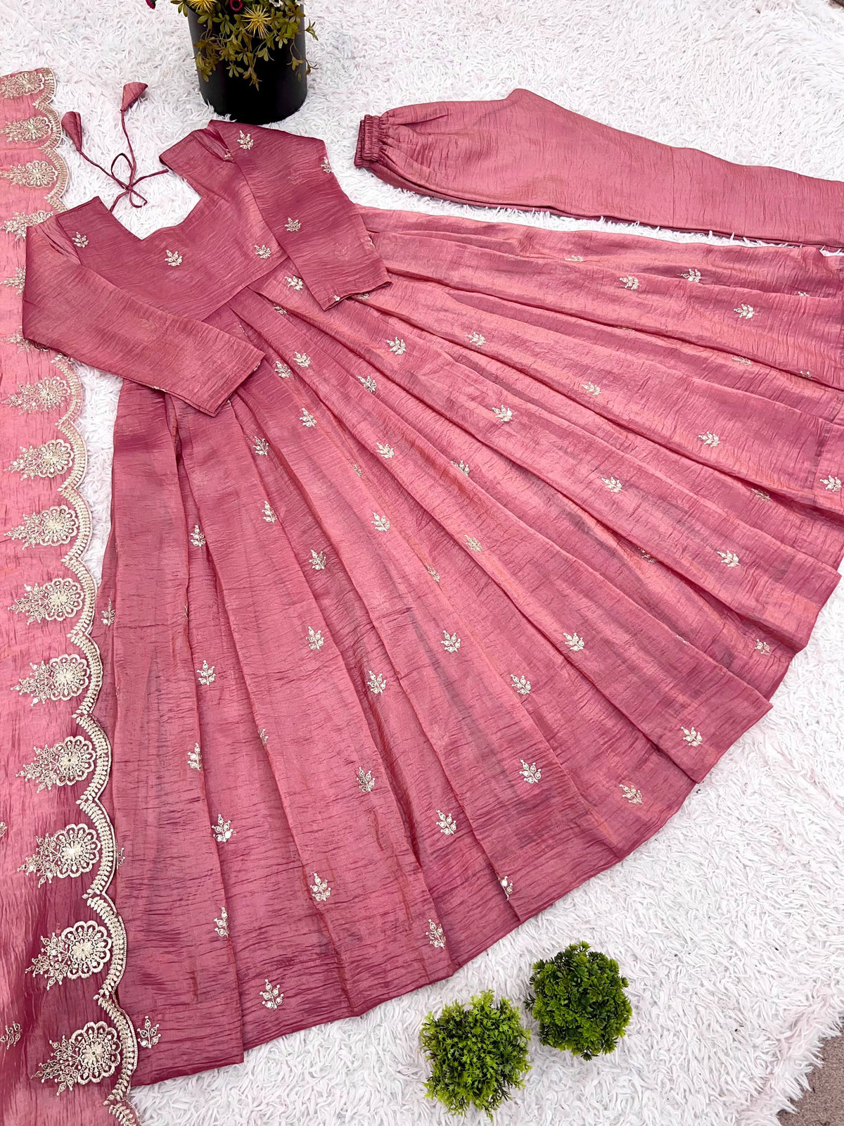 RangBhoomi Elegant Embroidered Sequined Anarkali Three-Piece Set
