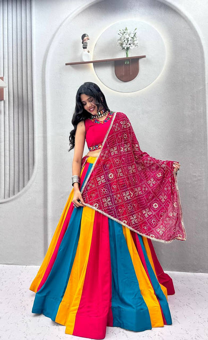 RangBhoomi Navratri Special Cotton Lehenga Choli with Vintage Dupatta — 6m Flair