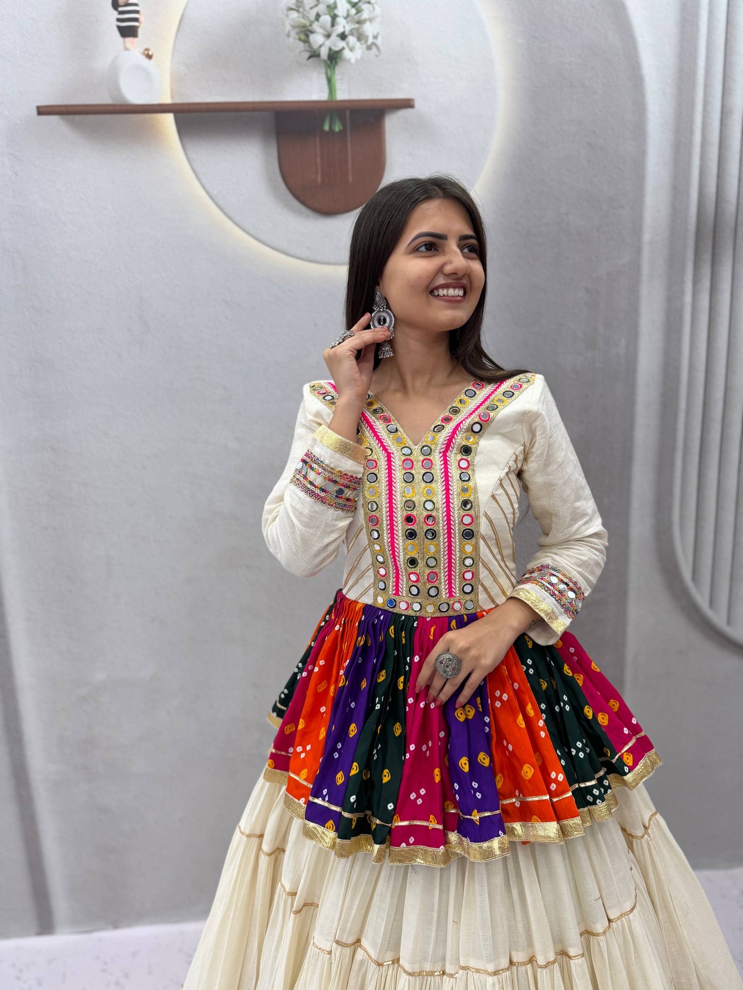 RangBhoomi Navratri Special Lehengacholi – Pure Cotton Kediyu & 9m Flair Lehenga, Fully Stitched