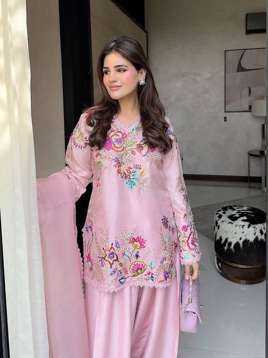 Elegant Designer Embroidered Farsi Salwar Suit with Dupatta for Festival Season by RangBhoomi