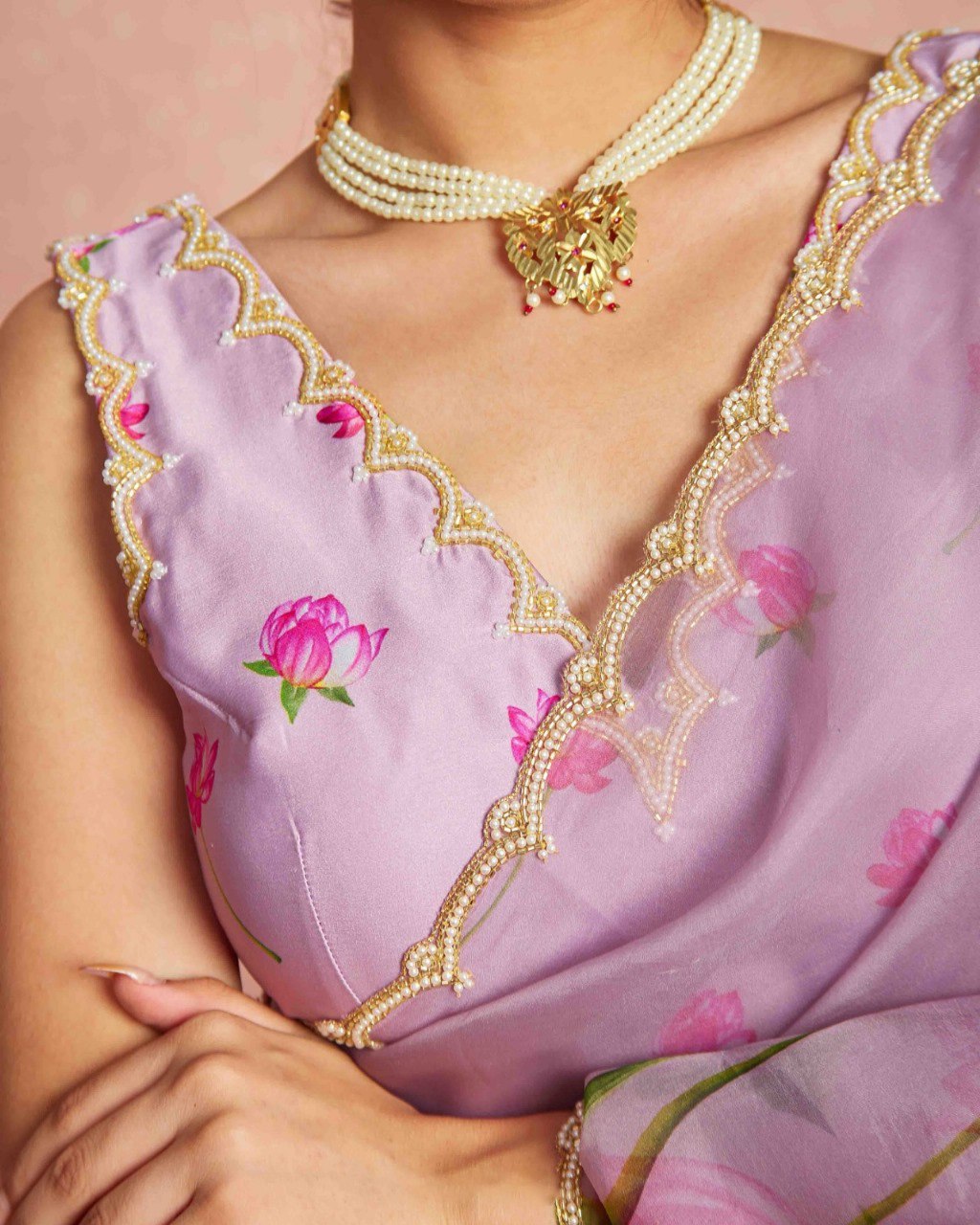 Ready to Wear Organza Saree - Floral Print, Lightweight