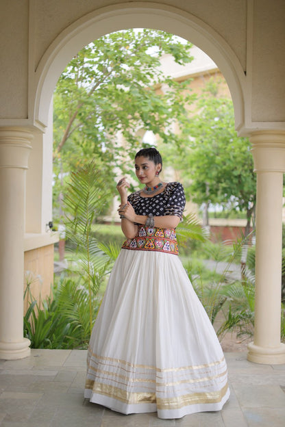 RangBhoomi Navratri Festive Lehenga Set - Cora Cotton & Bandhej Embroidered Blouse