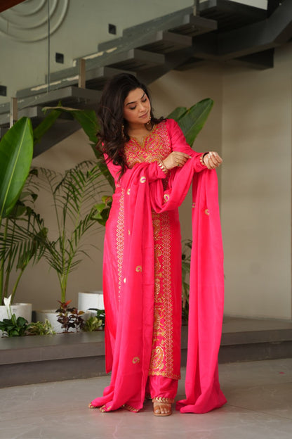 RangBhoomi Elegant Ready-to-Wear Top, Pant, and Dupatta Set with Intricate Multi-Thread Embroidery 2026 Collection
