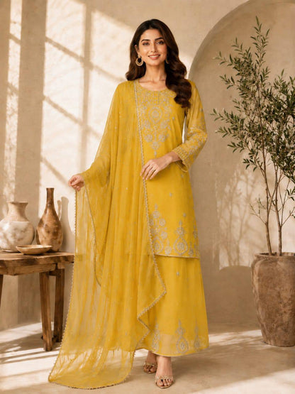 RangBhoomi Designer Festival Special Collection - Elegant Embroidered Cosmos Fabric Set
