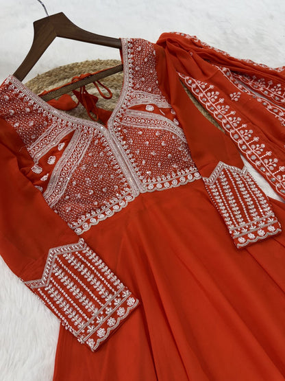 Premium Ready-to-Wear Georgette Gown and Dupatta Set with Luxurious Embroidery
