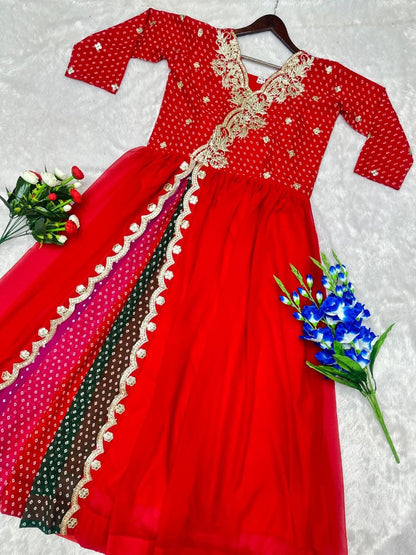 RangBhoomi Ethnic Anarkali Collection in Pastel Hues with Golden Embellishments