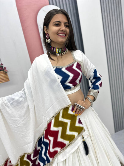 Navratri Special Pure Cotton Lehenga Choli Set with 6-Meter Flair, Fully Stitched Comfort Fit
