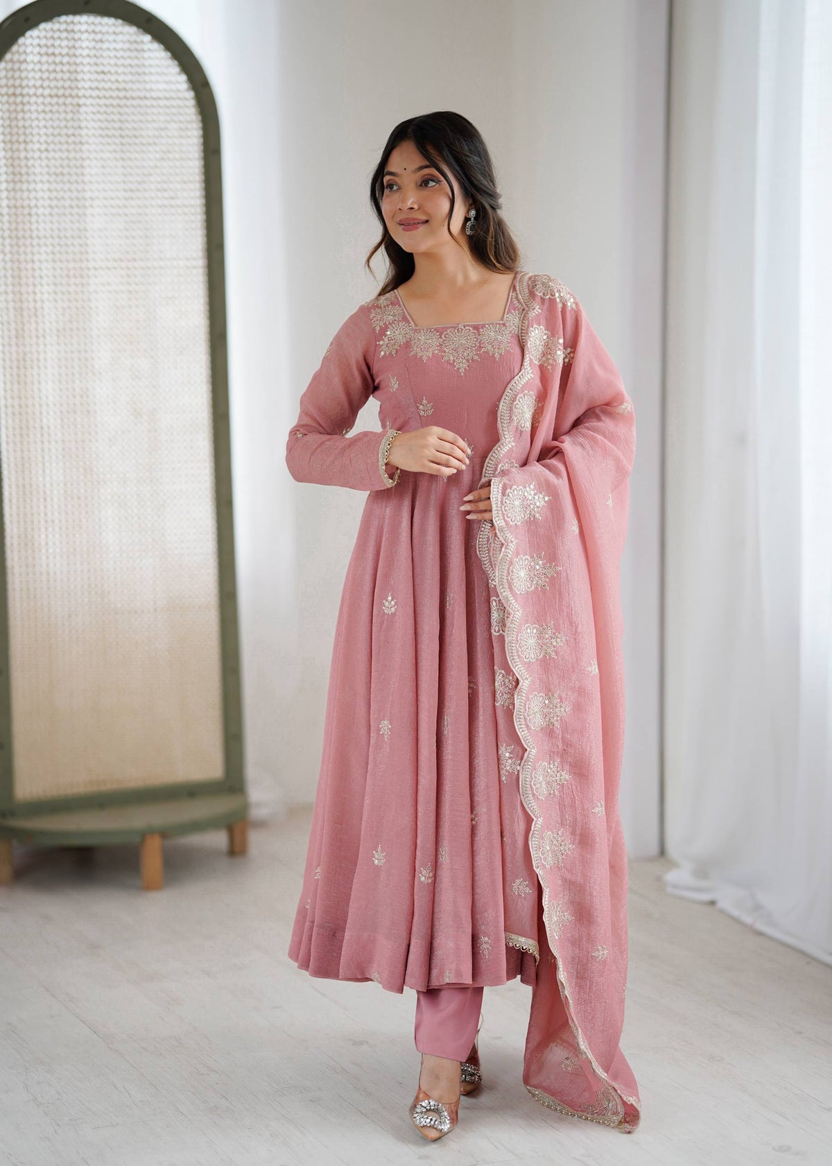 RangBhoomi Elegant Embroidered Sequence Designer Anarkali Three Piece Set