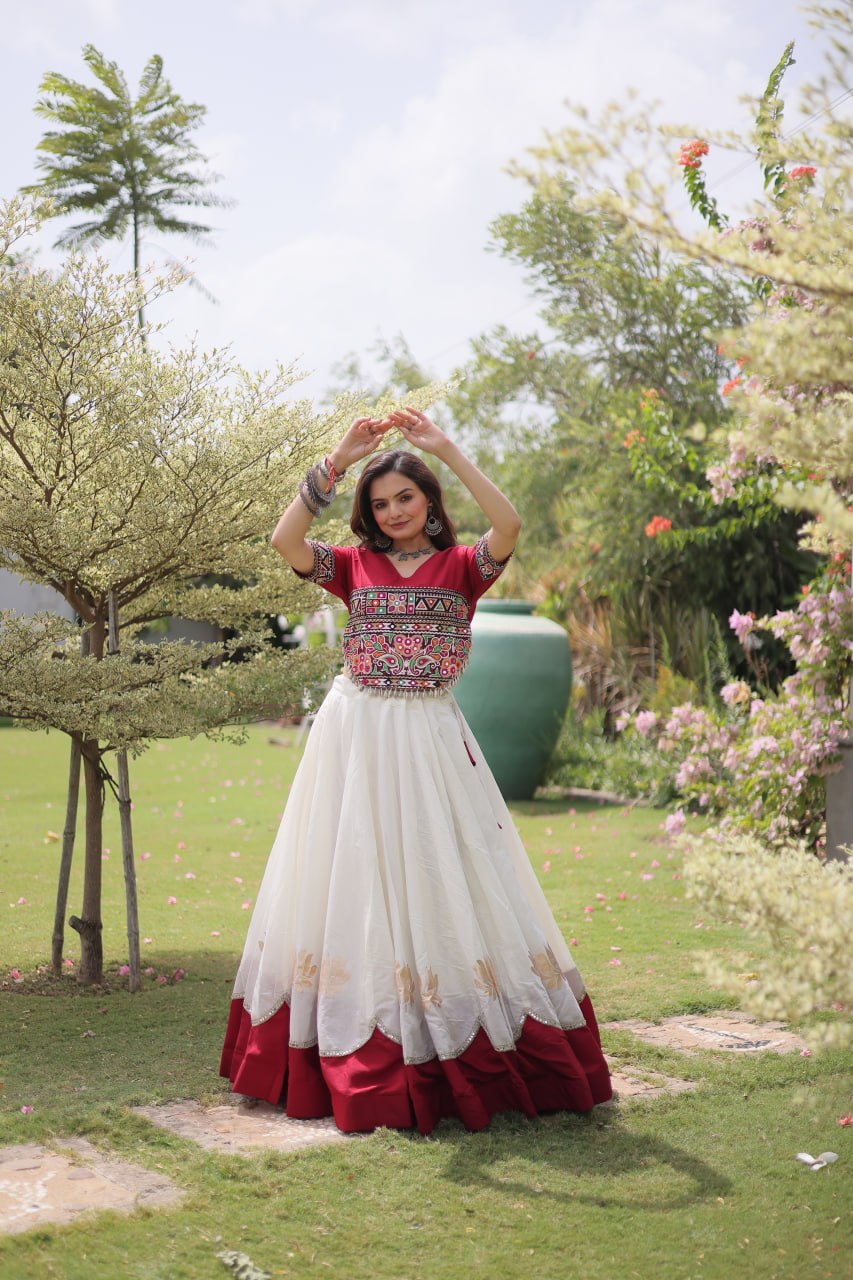 RangBhoomi Navratri Lehenga Choli Collection 2026 — Lotus Mirror Embroidered Set