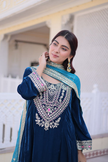 RangBhoomi Ready-to-Wear Velvet Top and Pant Set with Elegant Dupatta - Collection 2026