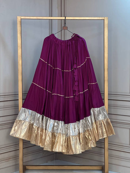 RangBhoomi Navratri 2026 Full-Stitched Rayon & Lampi Lace Lehenga — 12m Flair, Cotton Inner