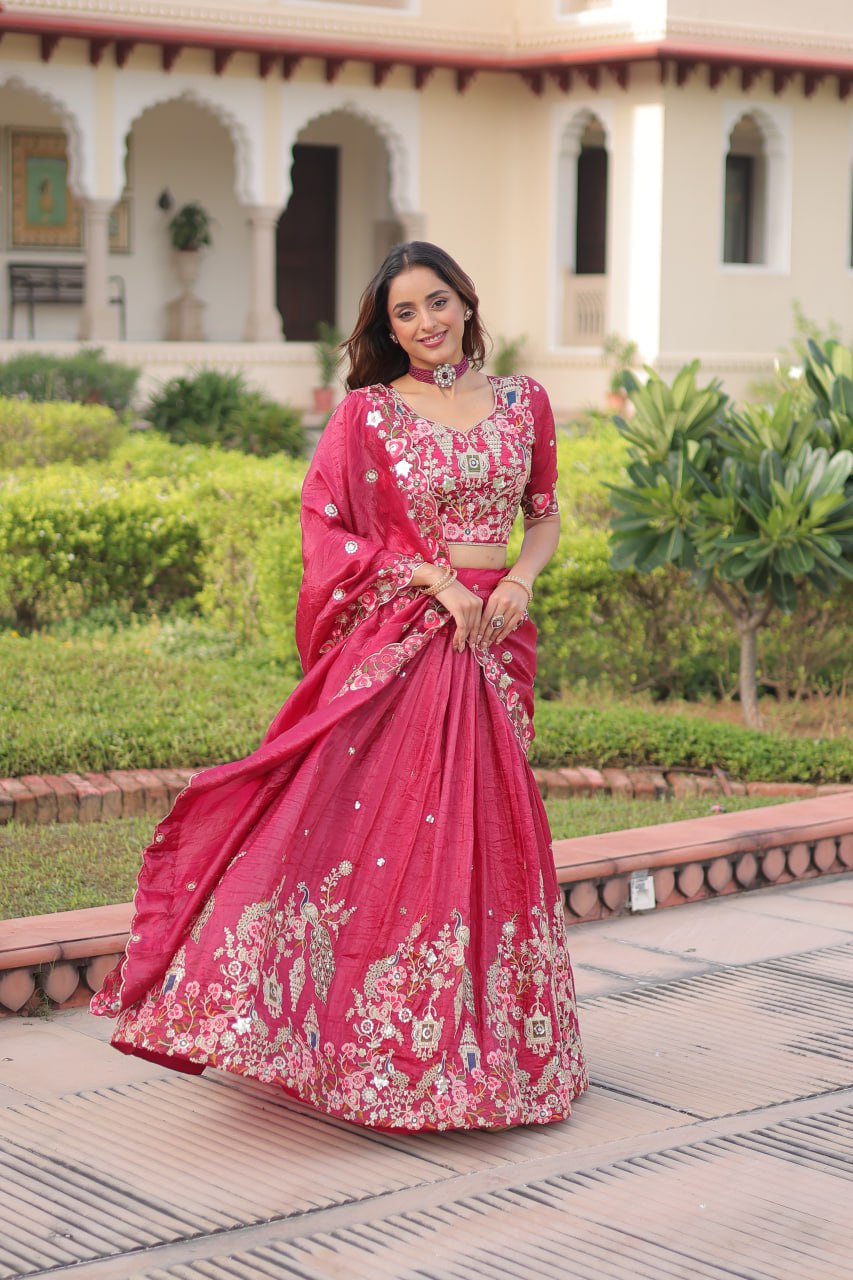 RangBhoomi Premium Designer Sequined Embroidered Lehenga Choli and Dupatta Set