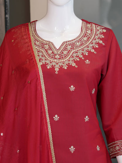 RangBhoomi Designer Festival Special Collection - Elegant Roman Silk Embroidered Ensemble with Palazzo and Decorative Dupatta