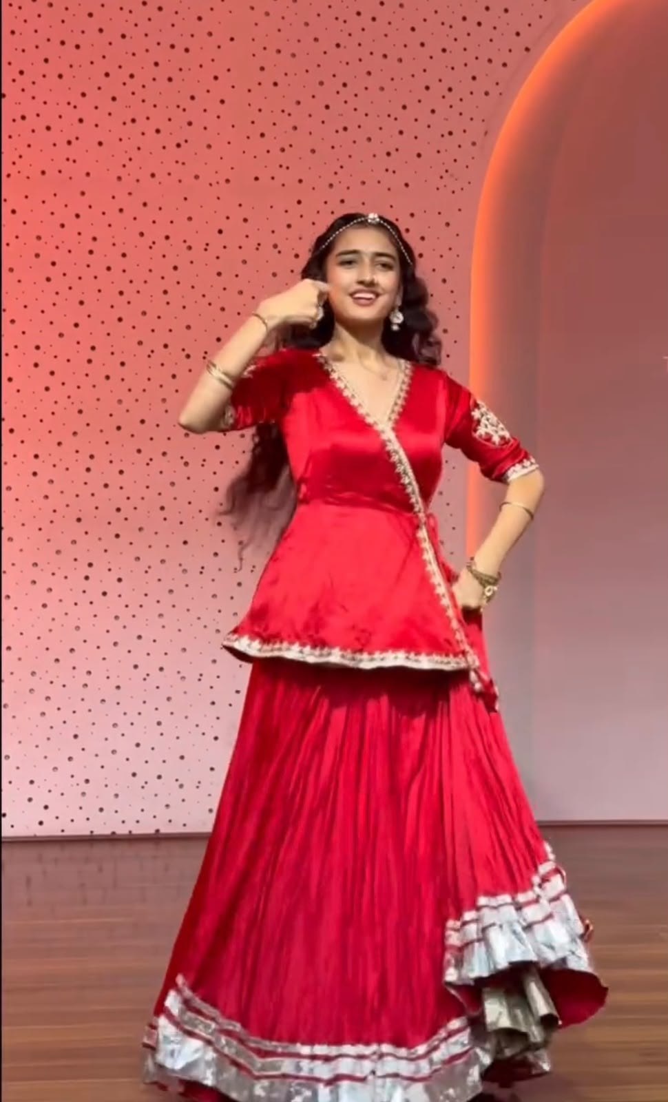 RangBhoomi Navratri Special Crepe Silk Lehenga Choli — 6m Big Flair, Fully Stitched