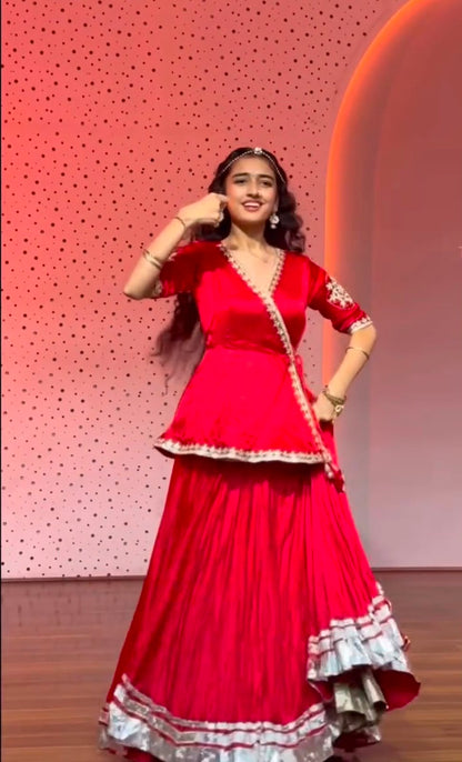 RangBhoomi Navratri Special Crepe Silk Lehenga Choli — 6m Big Flair, Fully Stitched