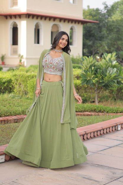 Premium Ready-to-Wear Lehenga Choli Set with Stylish Shrug Jacket