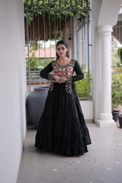 RangBhoomi Navratri Gown Collection 2026 — White, Maroon & Black Festive Gown