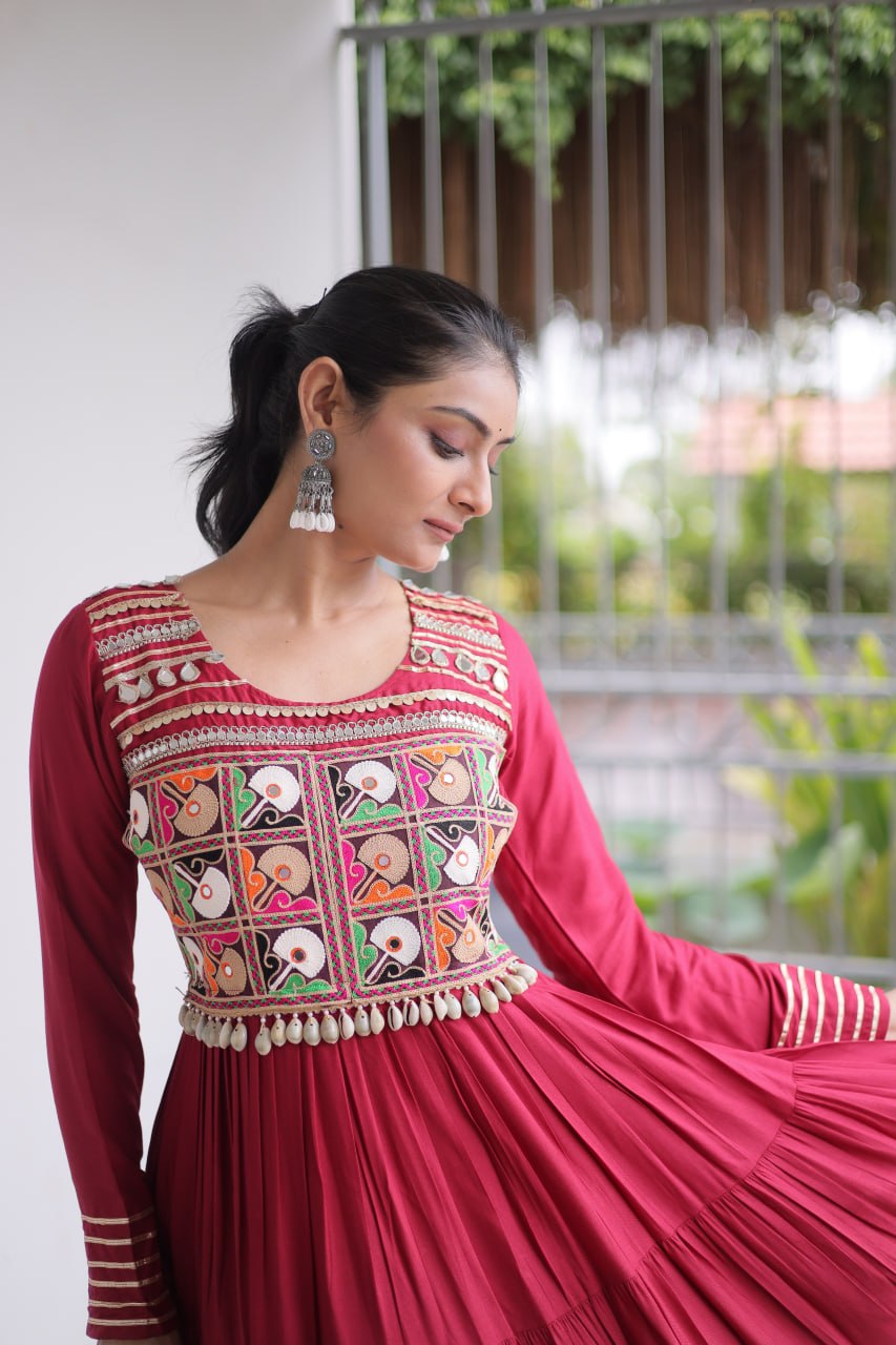 RangBhoomi Navratri Gown Collection 2026 — White, Maroon & Black Festive Gown