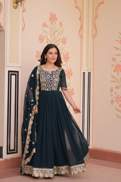 Designer Gown 2025 - Ready Made, Embroidered | Rangbhoomi