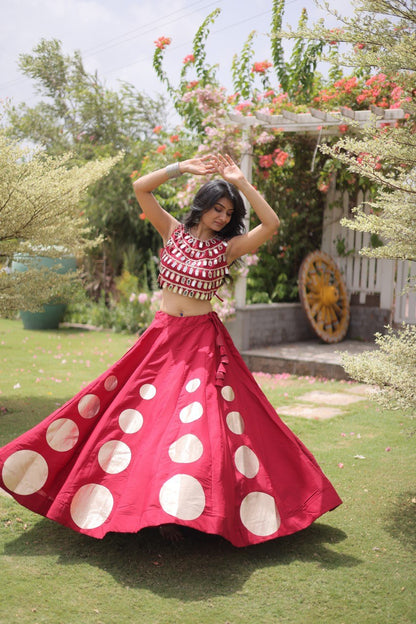 RangBhoomi Navratri Roman-Silk Lehenga Choli Set — Full-Stitched Festive Ensemble