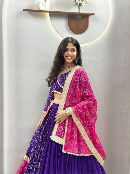 RangBhoomi Navratri Special Vintage Dupatta Lehenga Choli - Fox Georgette Embroidered Set