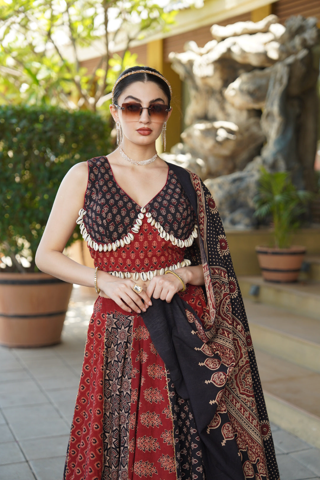 RB Ajrakh 2.0 Pure Cotton Handblock Lehenga Choli Set