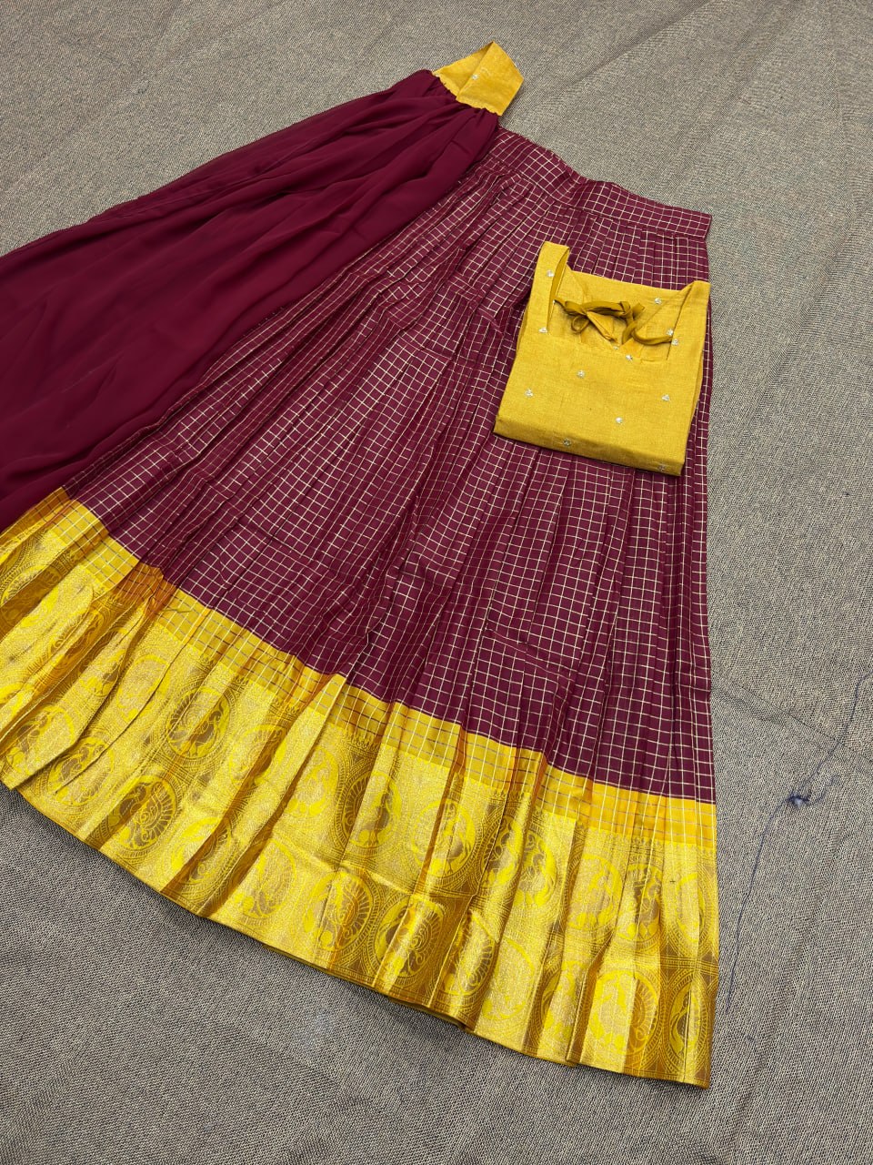 RangBhoomi Premium 5000 Series Elegant Natural Crepe Silk Ethnic Ensemble with Beaded and Threadwork Detailing