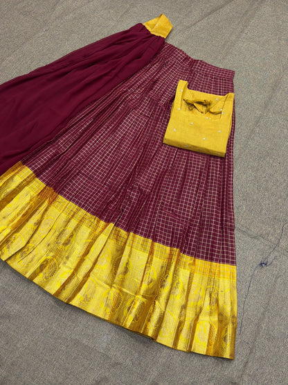 RangBhoomi Premium 5000 Series Elegant Natural Crepe Silk Ethnic Ensemble with Beaded and Threadwork Detailing