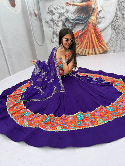 RangBhoomi Navratri Special Pure Cotton Lehenga Choli with 6m Flair & Heavy Embroidered Dupatta